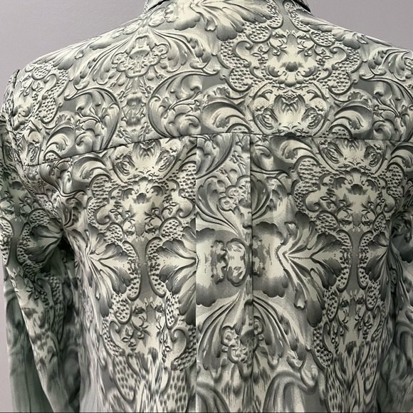 Silence + Noise Sage Green Print Button Down Long Sleeve Blouse - Picture 6 of 10